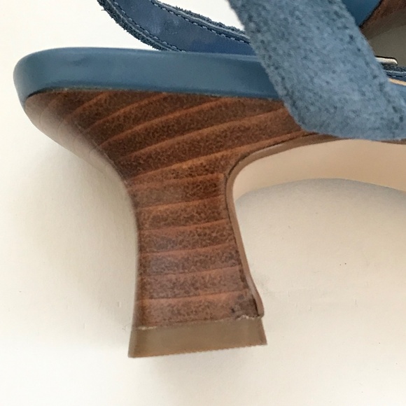 HILLARD & HANSON Kitten Heel Sandals Leather Maddi Heels Blue Women’s Size 6.5 - Picture 16 of 16